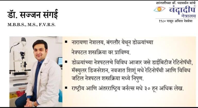 Dr Sanjan Sangai M.B.B.S, M.S, F.V.R.S. now at Nandadeep Eye Hospital